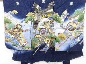 リサイクル　鷹に小槌・松模様刺繍紋付男児着物